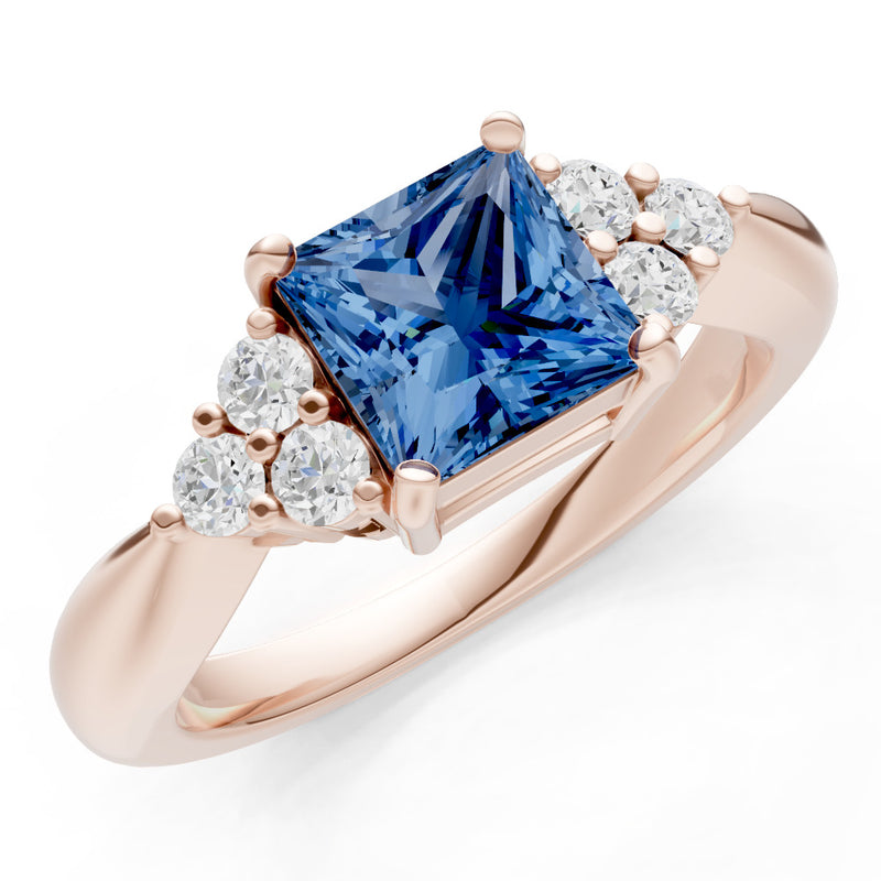 London Blue Topaz Antique Inspired Design Princess Cut Engagement Ring