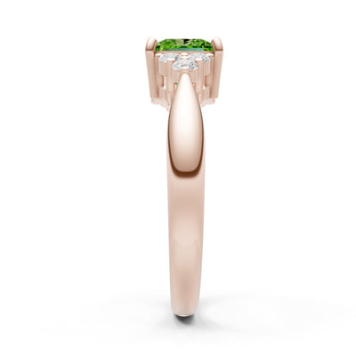 Peridot Antique Inspired Design Princess Cut Engagement Ring