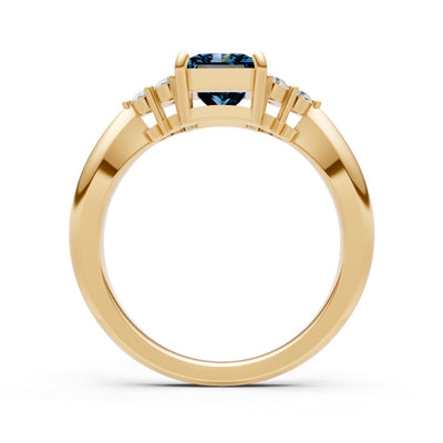 Alexandrite Antique Inspired Design Princess Cut Engagement Ring