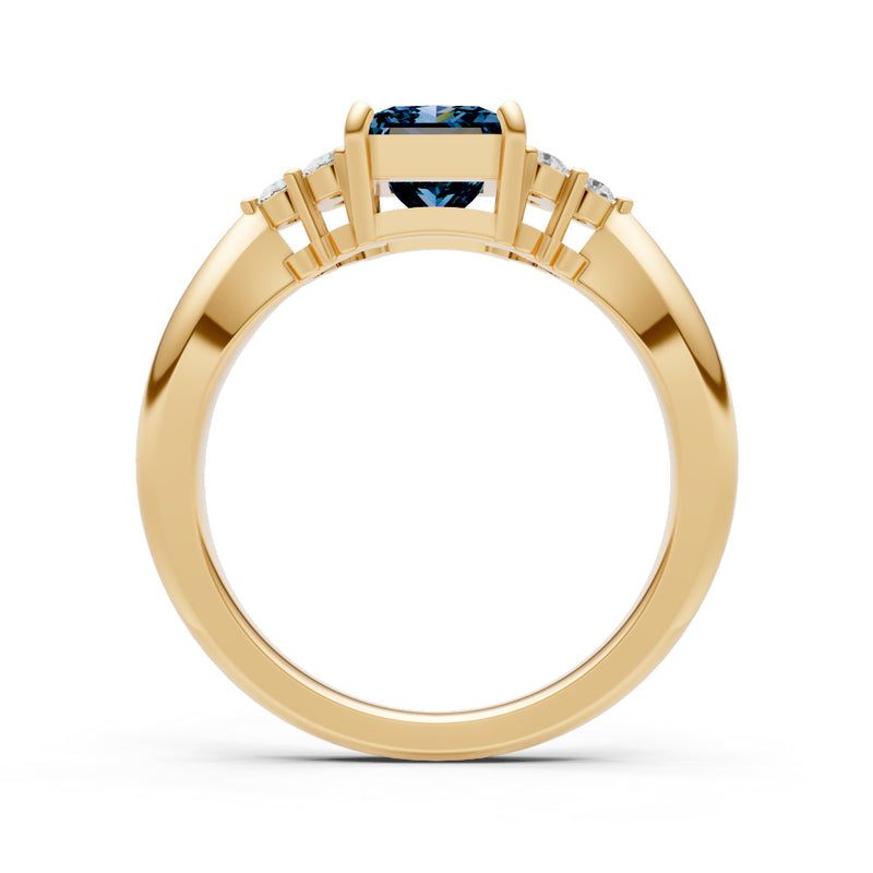 Alexandrite Antique Inspired Design Princess Cut Engagement Ring