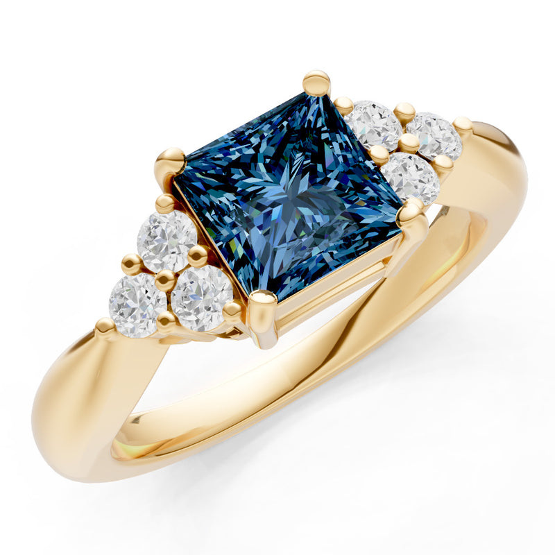 Alexandrite Antique Inspired Design Princess Cut Engagement Ring