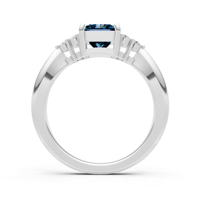 Alexandrite Antique Inspired Design Princess Cut Engagement Ring