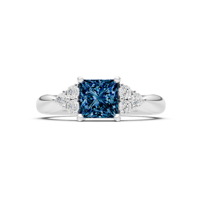 Alexandrite Antique Inspired Design Princess Cut Engagement Ring