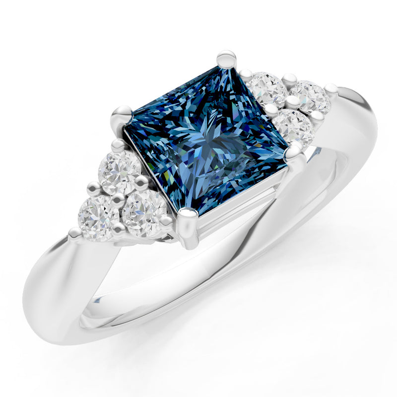 Alexandrite Antique Inspired Design Princess Cut Engagement Ring