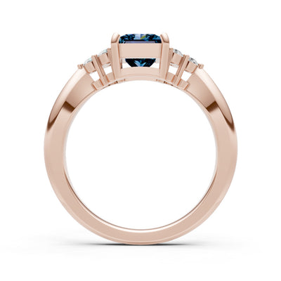 Alexandrite Antique Inspired Design Princess Cut Engagement Ring