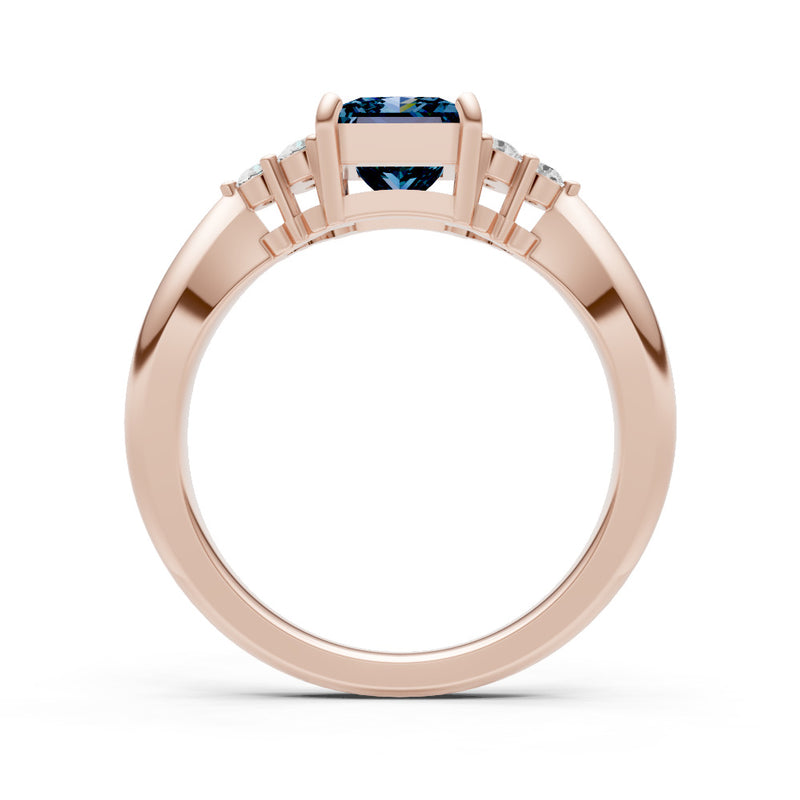 Alexandrite Antique Inspired Design Princess Cut Engagement Ring
