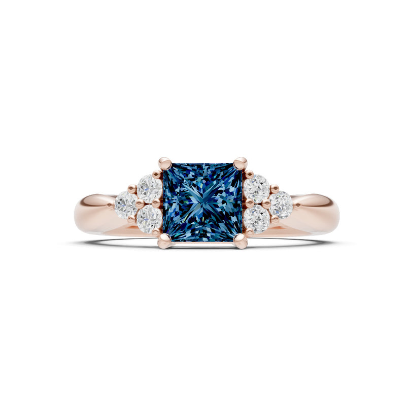 Alexandrite Antique Inspired Design Princess Cut Engagement Ring