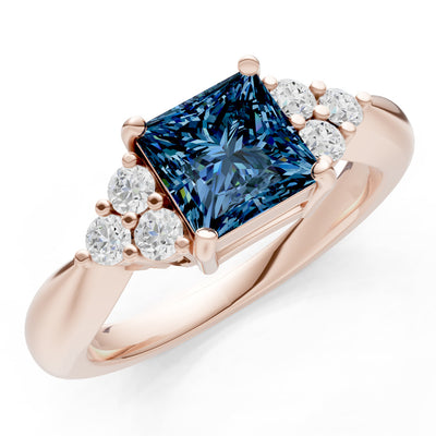 Alexandrite Antique Inspired Design Princess Cut Engagement Ring