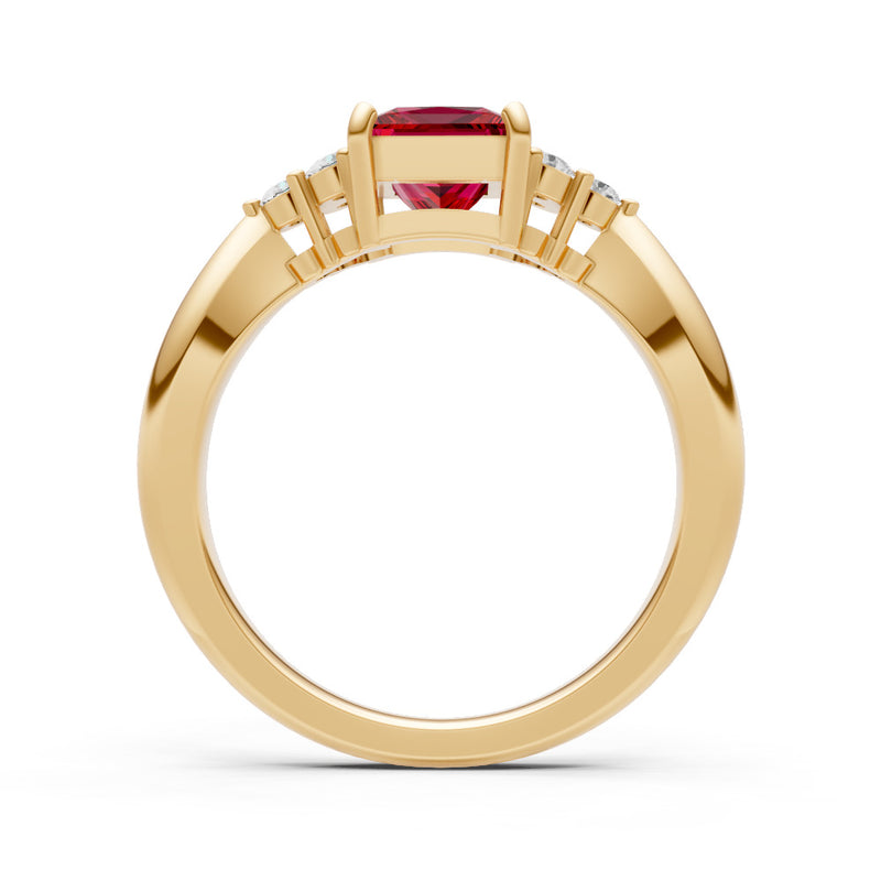 Ruby Antique Inspired Design Princess Cut Engagement Ring
