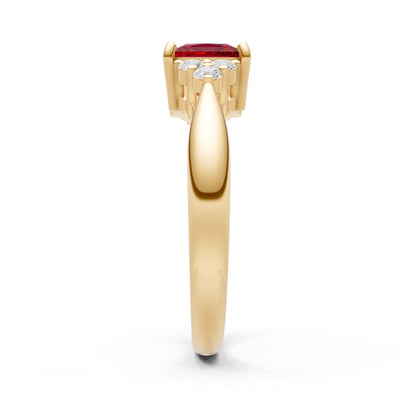 Ruby Antique Inspired Design Princess Cut Engagement Ring
