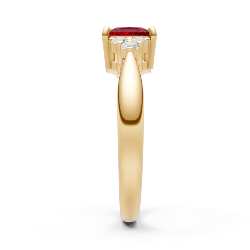 Ruby Antique Inspired Design Princess Cut Engagement Ring