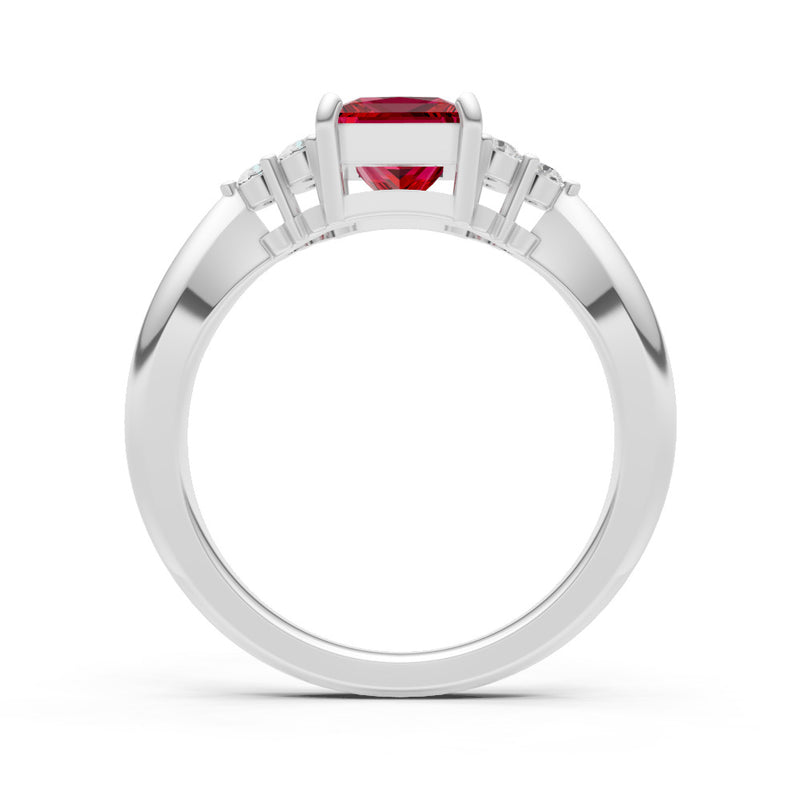Ruby Antique Inspired Design Princess Cut Engagement Ring