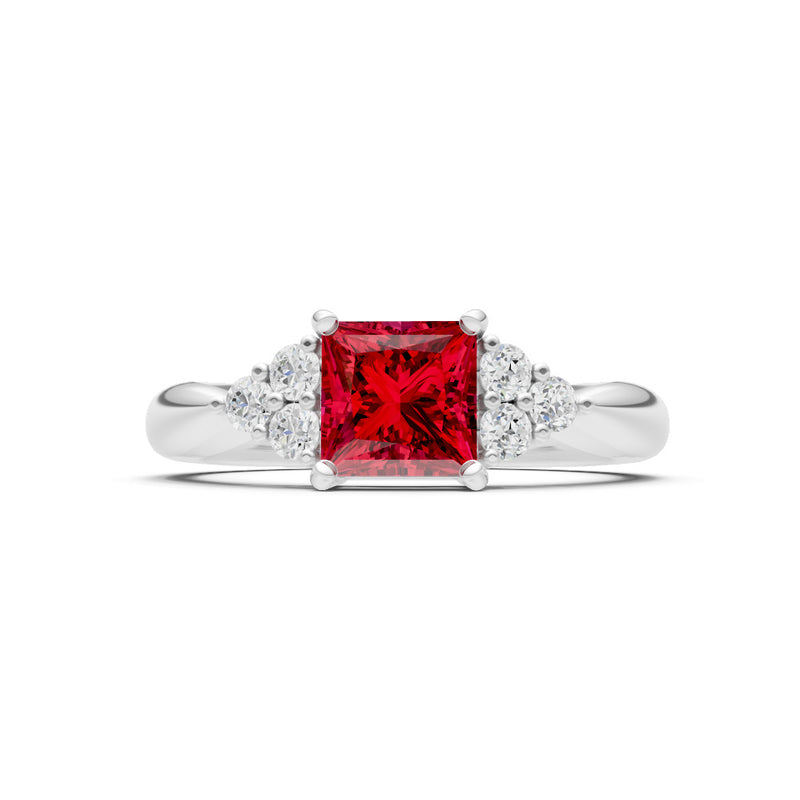 Ruby Antique Inspired Design Princess Cut Engagement Ring