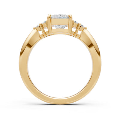 Diamond Antique Inspired Design Princess Cut Engagement Ring
