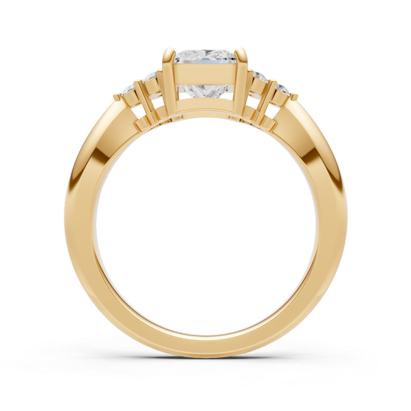Diamond Antique Inspired Design Princess Cut Engagement Ring