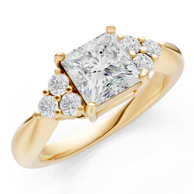 Diamond Antique Inspired Design Princess Cut Engagement Ring