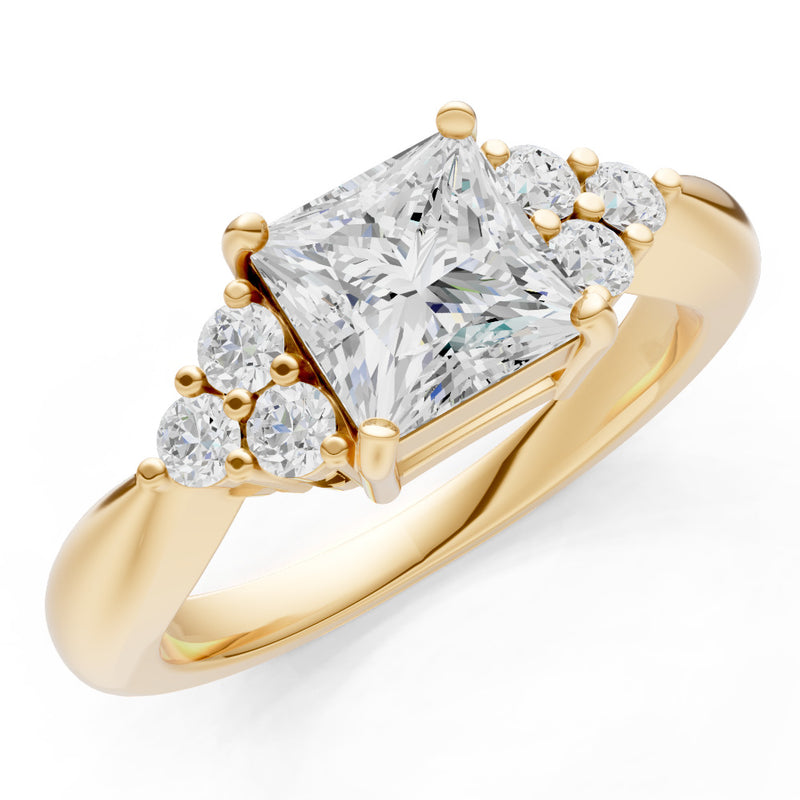 Diamond Antique Inspired Design Princess Cut Engagement Ring