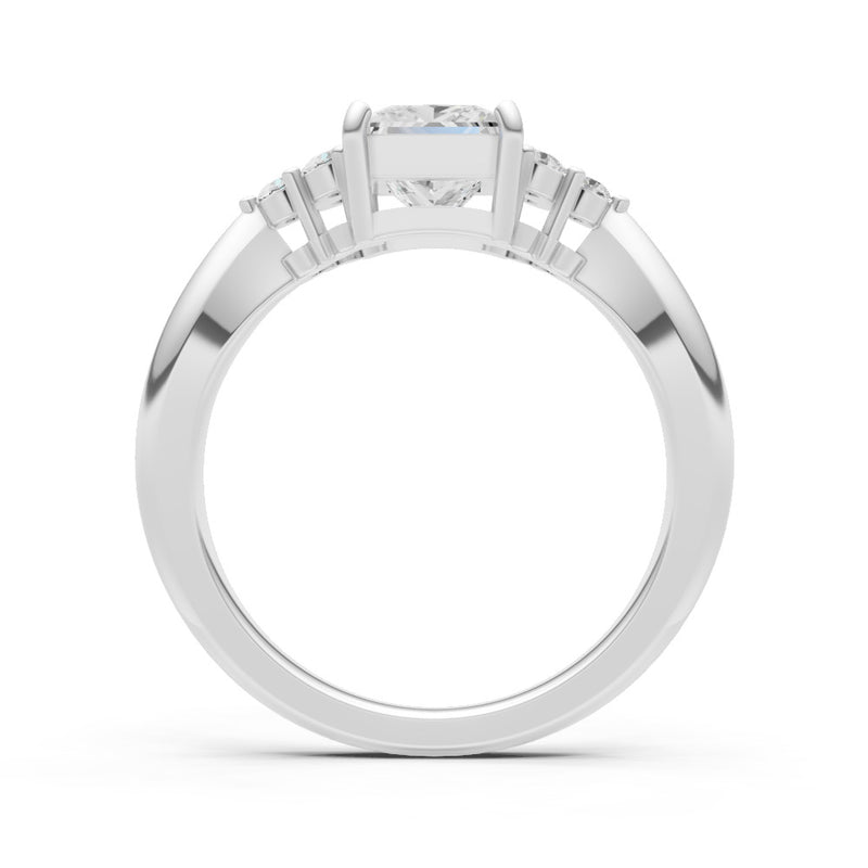 Diamond Antique Inspired Design Princess Cut Engagement Ring