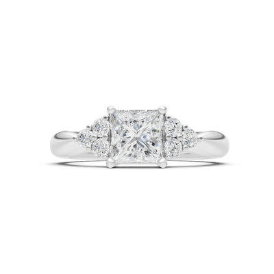 Diamond Antique Inspired Design Princess Cut Engagement Ring