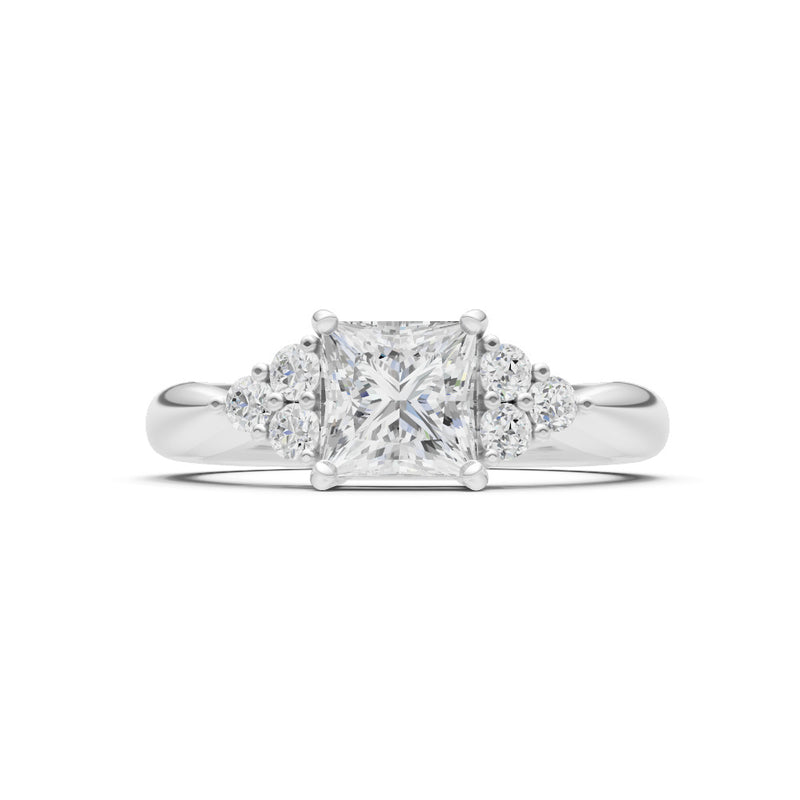 Diamond Antique Inspired Design Princess Cut Engagement Ring