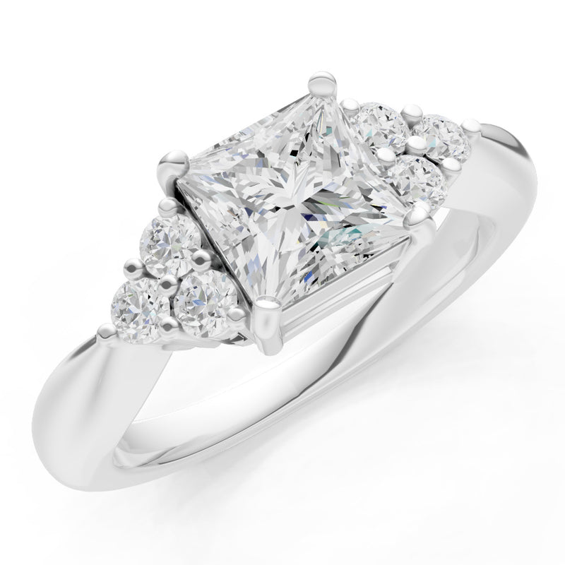 Diamond Antique Inspired Design Princess Cut Engagement Ring