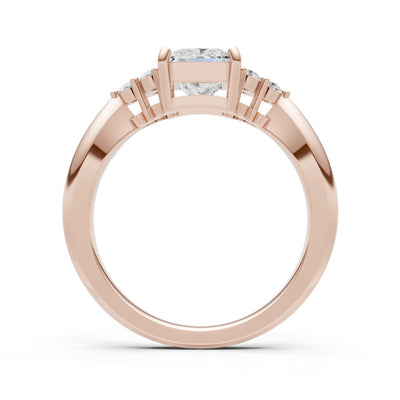Diamond Antique Inspired Design Princess Cut Engagement Ring