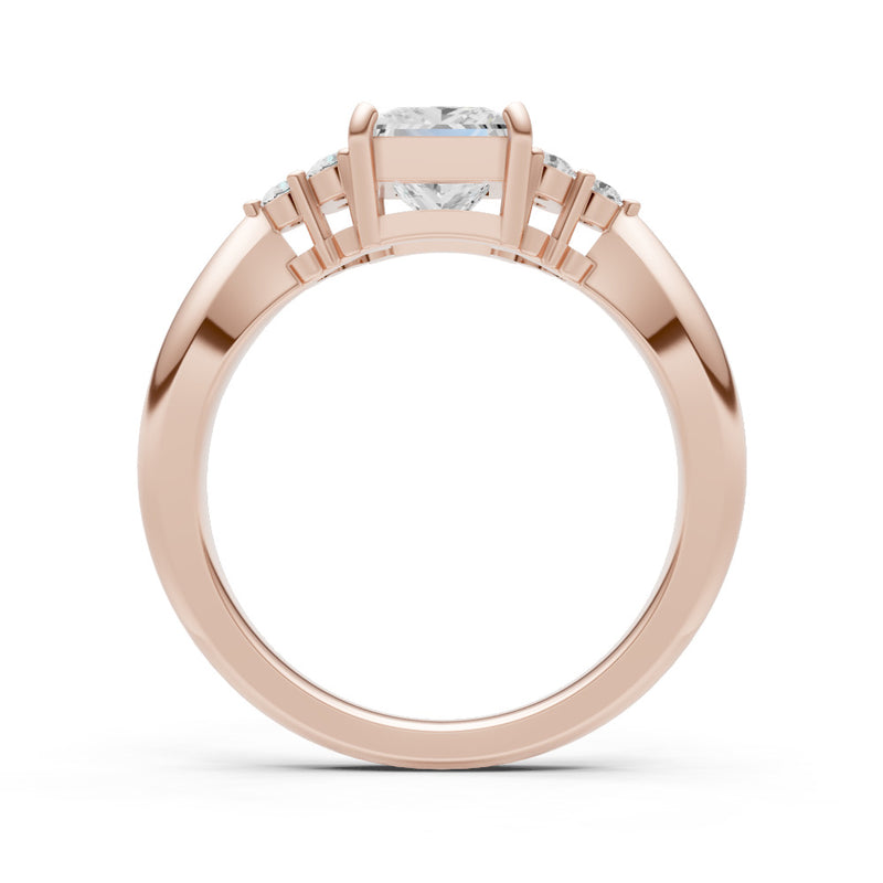 Diamond Antique Inspired Design Princess Cut Engagement Ring