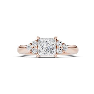 Diamond Antique Inspired Design Princess Cut Engagement Ring
