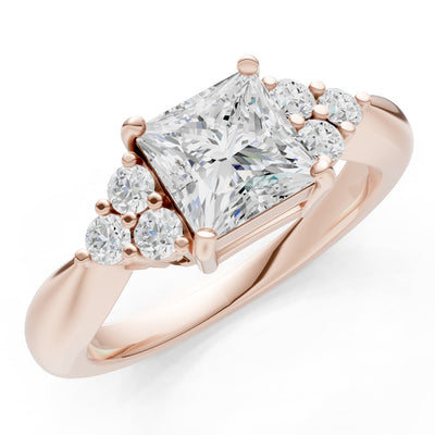 Diamond Antique Inspired Design Princess Cut Engagement Ring