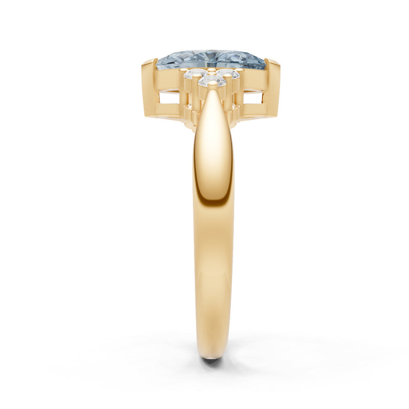 Aquamarine Antique Inspired Design Marquise Cut Engagement Ring