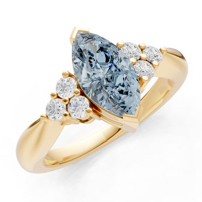 Aquamarine Antique Inspired Design Marquise Cut Engagement Ring