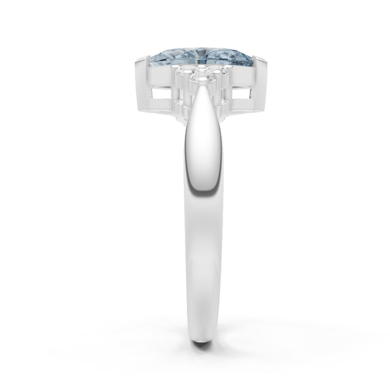 Aquamarine Antique Inspired Design Marquise Cut Engagement Ring