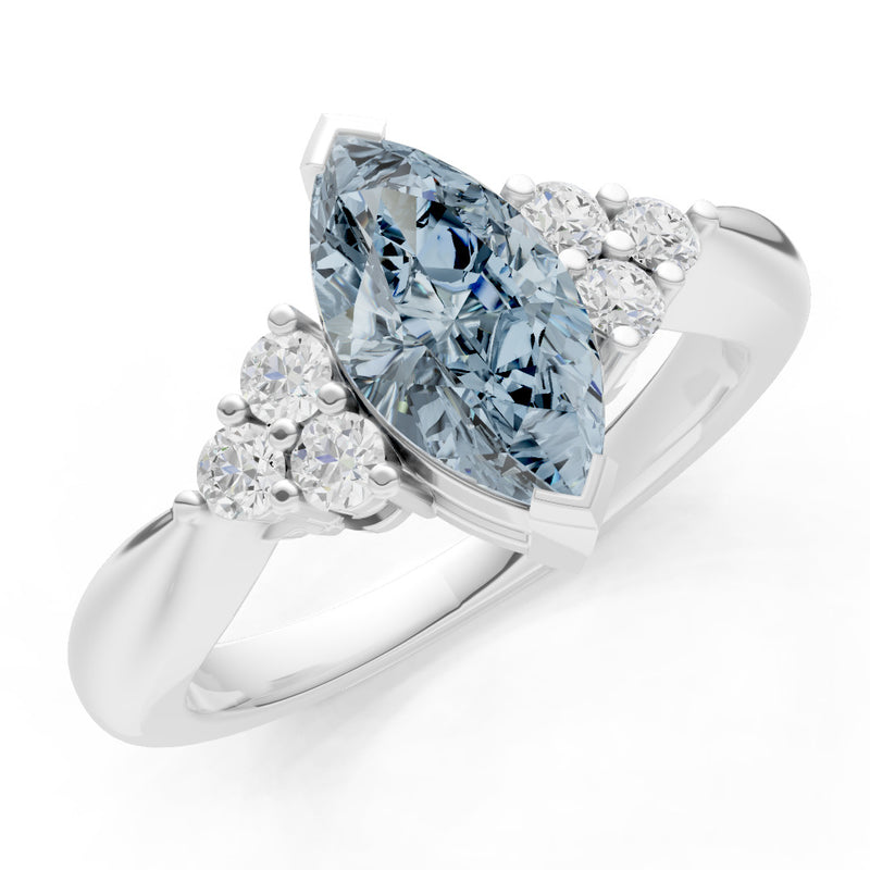 Aquamarine Antique Inspired Design Marquise Cut Engagement Ring