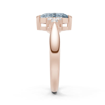 Aquamarine Antique Inspired Design Marquise Cut Engagement Ring