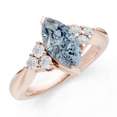 Aquamarine Antique Inspired Design Marquise Cut Engagement Ring
