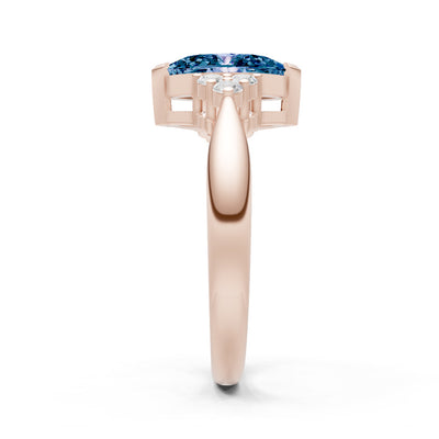 Alexandrite Antique Inspired Design Marquise Cut Engagement Ring