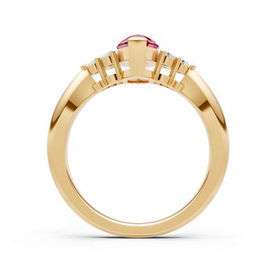Ruby Antique Inspired Design Marquise Cut Engagement Ring
