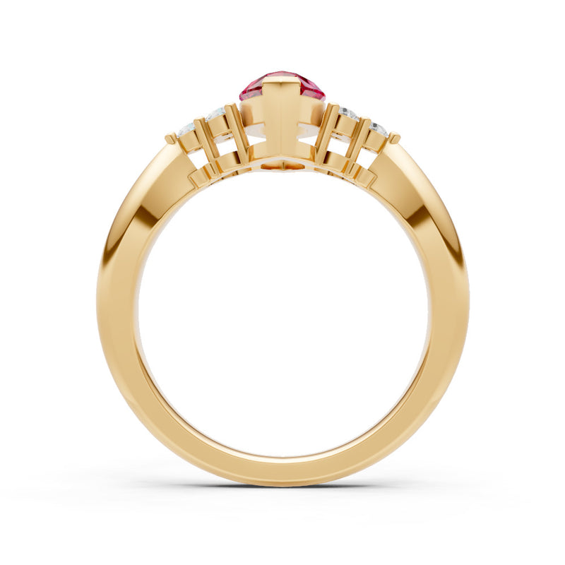 Ruby Antique Inspired Design Marquise Cut Engagement Ring