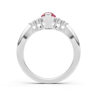 Ruby Antique Inspired Design Marquise Cut Engagement Ring