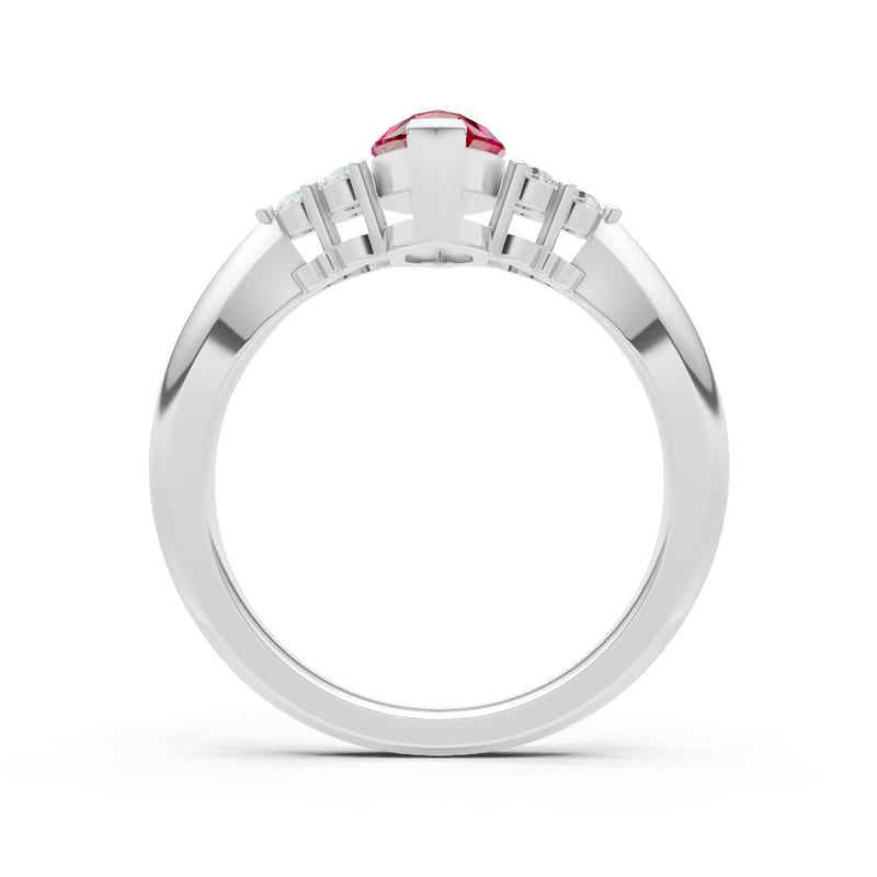 Ruby Antique Inspired Design Marquise Cut Engagement Ring