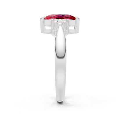Ruby Antique Inspired Design Marquise Cut Engagement Ring