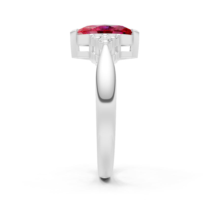 Ruby Antique Inspired Design Marquise Cut Engagement Ring