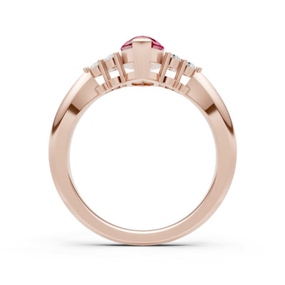 Ruby Antique Inspired Design Marquise Cut Engagement Ring