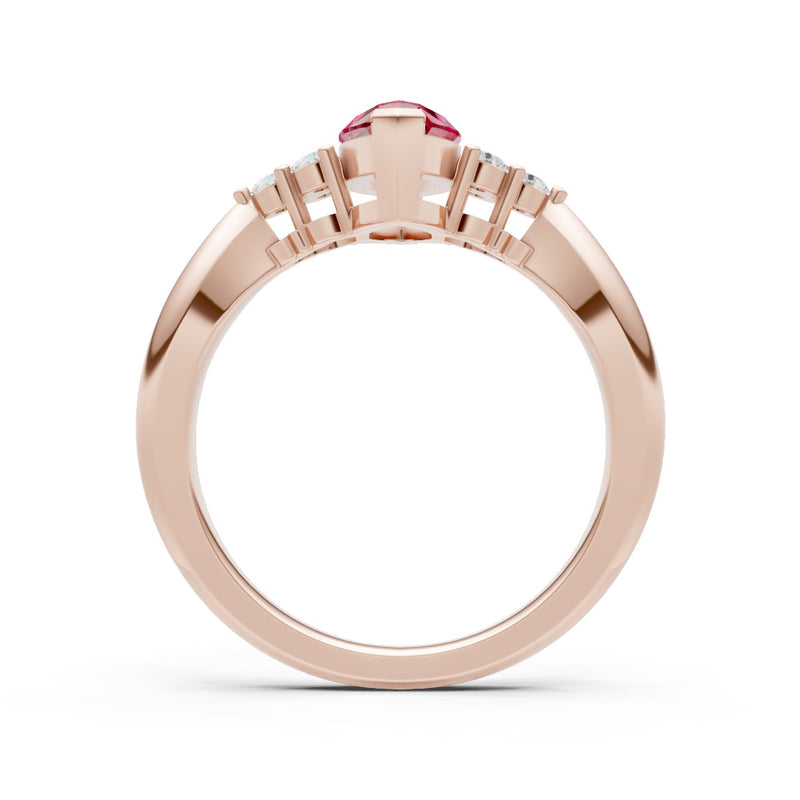 Ruby Antique Inspired Design Marquise Cut Engagement Ring