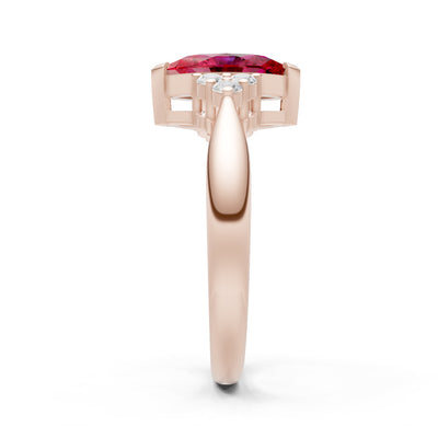 Ruby Antique Inspired Design Marquise Cut Engagement Ring