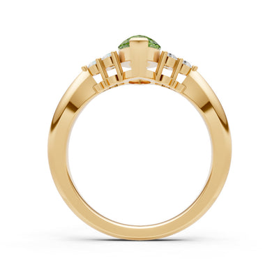 Peridot Antique Inspired Design Marquise Cut Engagement Ring