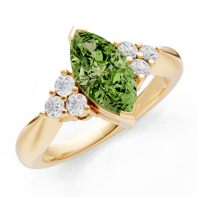 Peridot Antique Inspired Design Marquise Cut Engagement Ring