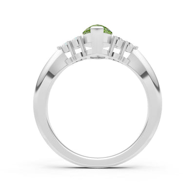 Peridot Antique Inspired Design Marquise Cut Engagement Ring
