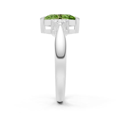 Peridot Antique Inspired Design Marquise Cut Engagement Ring