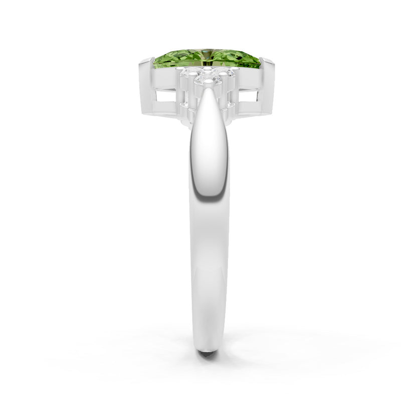 Peridot Antique Inspired Design Marquise Cut Engagement Ring